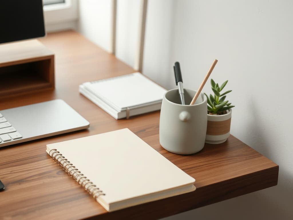 A messy desk setup