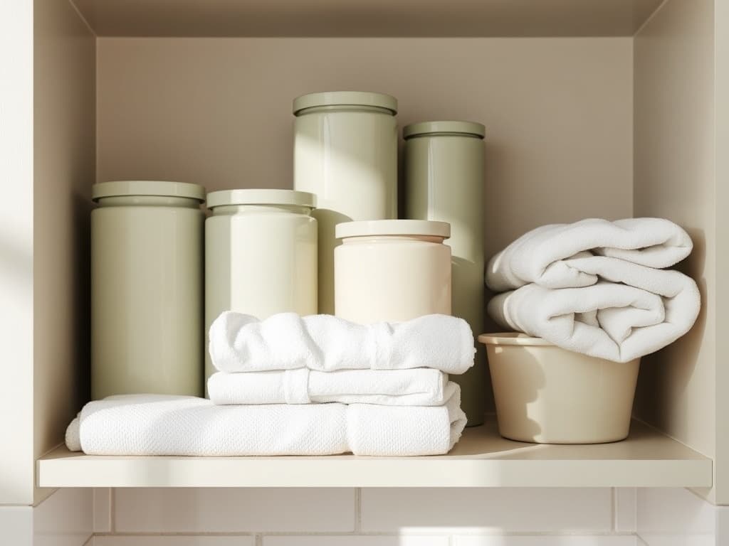 A cluttered bathroom counter